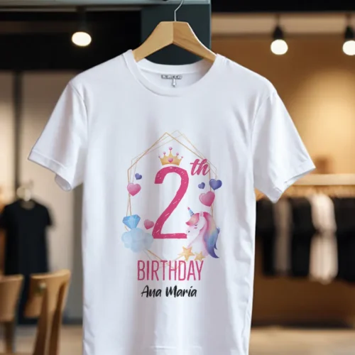 Tricou Personalizat 2th Birthday cu Unicorn_Tricou_alb