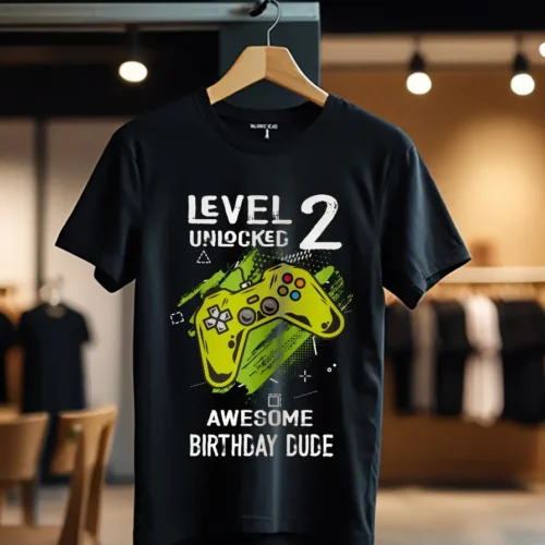 Tricou Personalizat Level 2 Unlocked Awesome Birthday Dude_Tricou