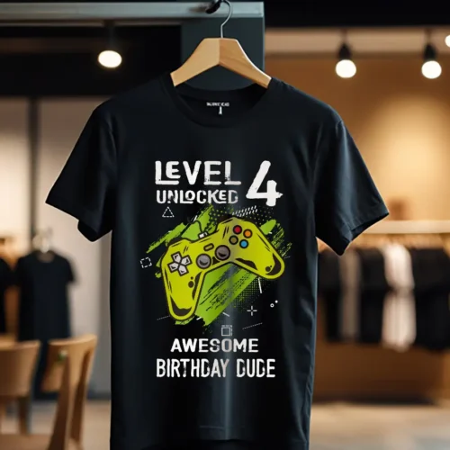 Tricou Personalizat Level 4 Unlocked Awesome Birthday Dude_Tricou