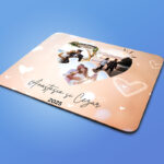 Mouse pad personalizat inima puzzle cu 3 poze si nume