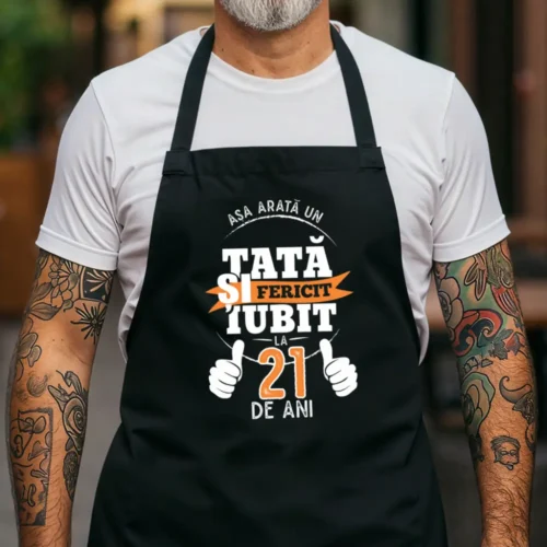 Sort Personalizat Asa arata un tata fericit si iubit la 21 de ani_negru