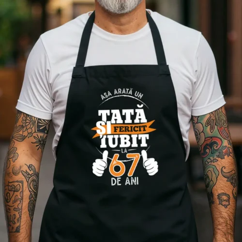 Sort Personalizat Asa arata un tata fericit si iubit la 67 de ani_negru