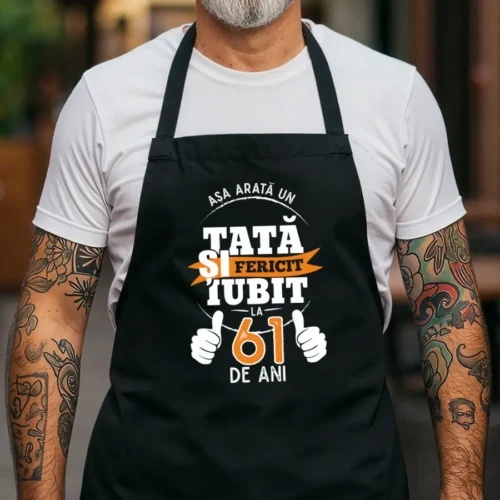 Sort Personalizat Asa arata un tata fericit si iubit la 61 de ani_negru
