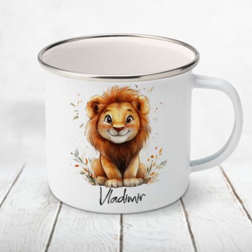 Cană metalică personalizată copii Baby Lion