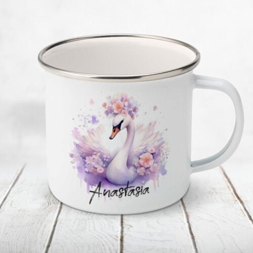Cană metalică personalizată copii Lebada