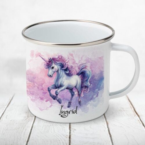 Cană metalică personalizată copii Unicorn