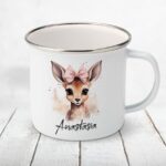 Cană metalică personalizată copii cu caprioara