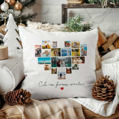 Perna Personalizata Inima Colaj 18 Poze si Mesaj