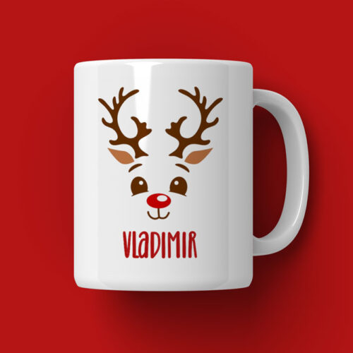Cană De Crăciun Personalizată Ren Cu Nume pentru COPII