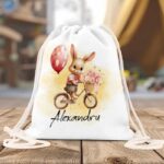 Rucsac Personalizat Copii Iepuras pe bicicletă