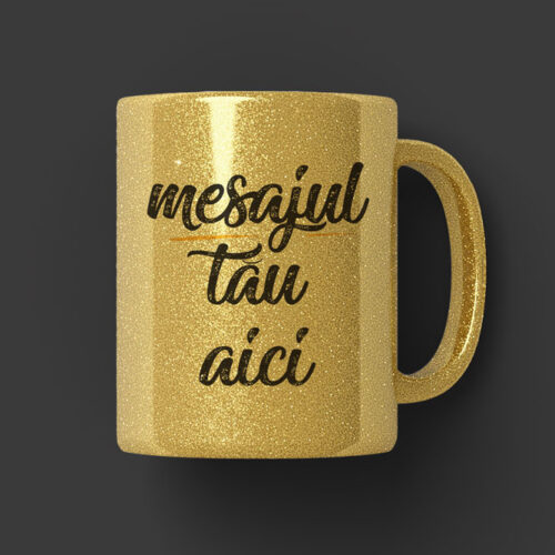 Cană Personalizată Glitter Auriu