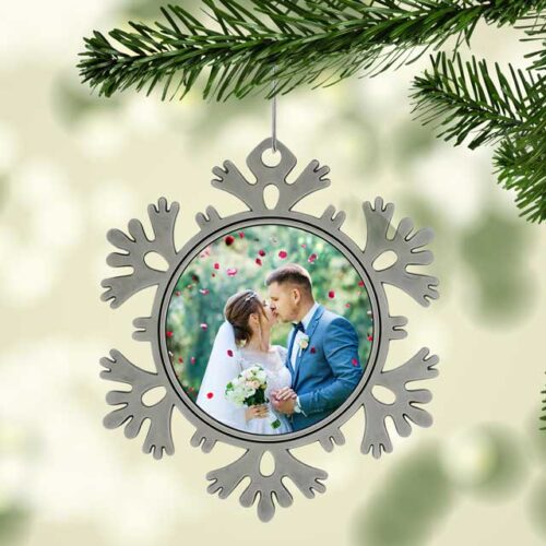 Ornament metalic de Craciun personalizat cu poză