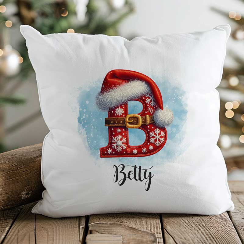 Pernă Personalizată Monogramă Crăciun Inițială și Nume