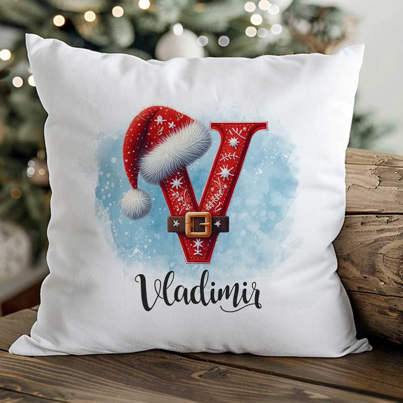 Pernă Personalizată Monogramă Crăciun Inițială și Nume