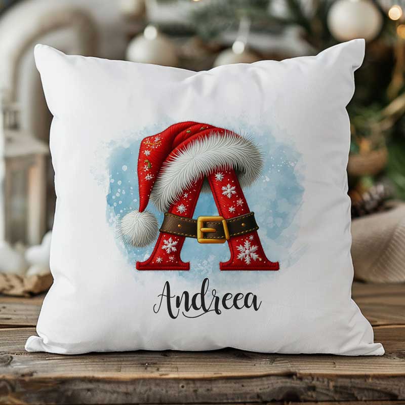 Pernă Personalizată Monogramă Crăciun Inițială și Nume