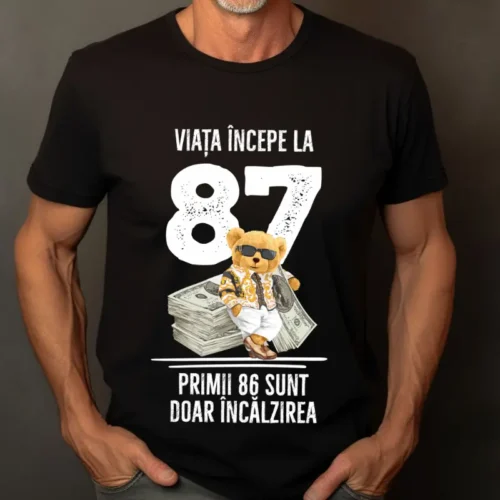 Tricou Personalizat Viata incepe la 87 primii 86 sunt doar incalzirea