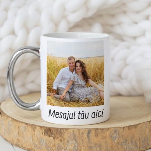 Cană Personalizată cu toartă argintie