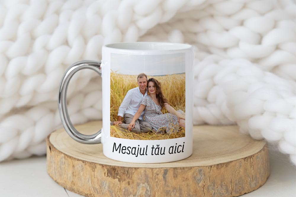 Cană Personalizată cu toartă argintie