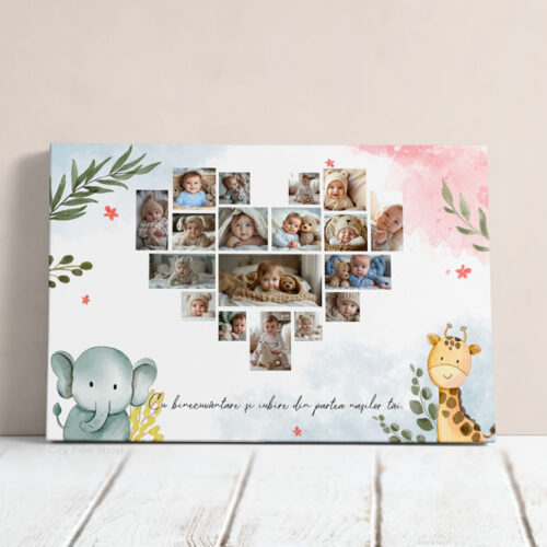 Tablou Canvas Personalizat Colaj Botez