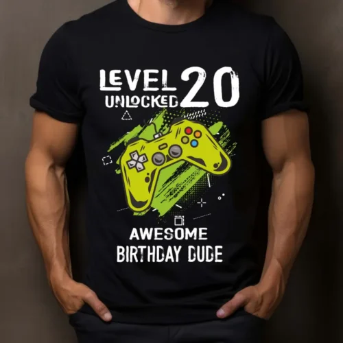 Tricou Personalizat Level 20 Unlocked Awesome Birthday Dude