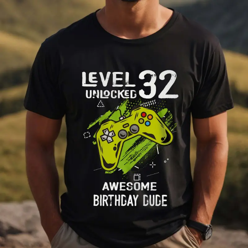 Tricou Personalizat Level 32 Unlocked Awesome Birthday Dude