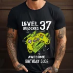 Tricou Personalizat Level 37 Unlocked Awesome Birthday Dude