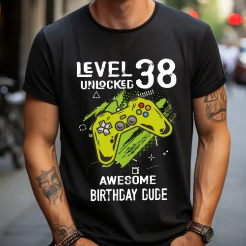 Tricou Personalizat Level 38 Unlocked Awesome Birthday Dude