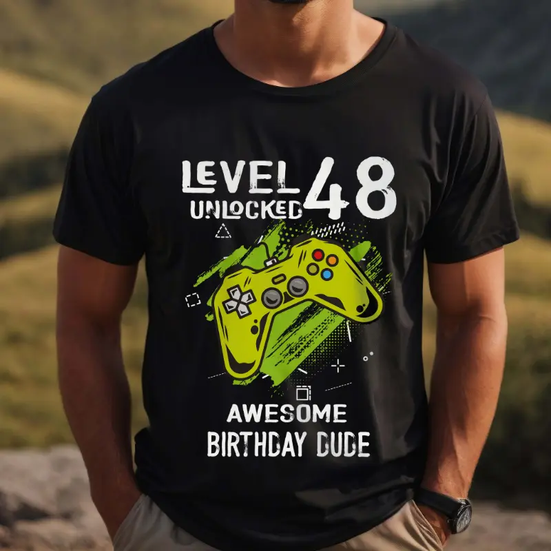 Tricou Personalizat Level 48 Unlocked Awesome Birthday Dude