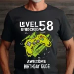 Tricou Personalizat Level 58 Unlocked Awesome Birthday Dude
