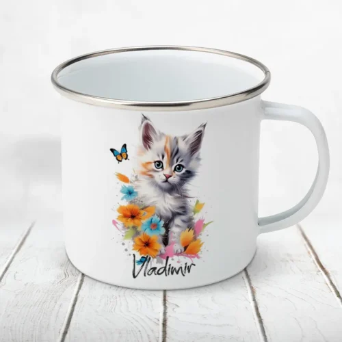 Cană metalică personalizată copii Pisica M 3058