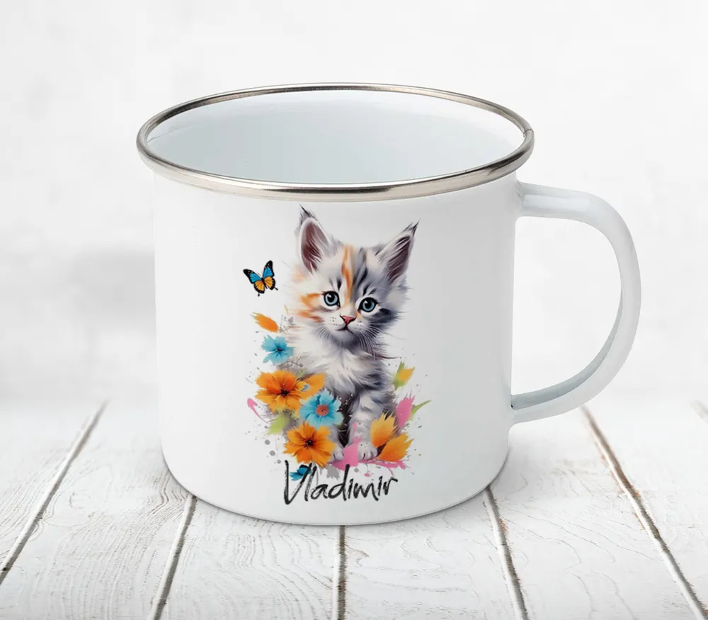 Cană metalică personalizată copii Pisica M 3058