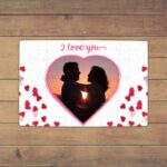Puzzle Personalizat Magnetic - 96 de piese 20x28 cm o poza in forma de inima PZ013