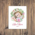 Puzzle Personalizat pentru copii - 30 de piese 19x24 cm o poza cu rama de flori si text PZ019
