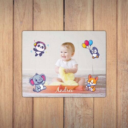 Puzzle Personalizat pentru copii - 30 de piese 19x24 cm o poza cu ilustratii si text PZ020