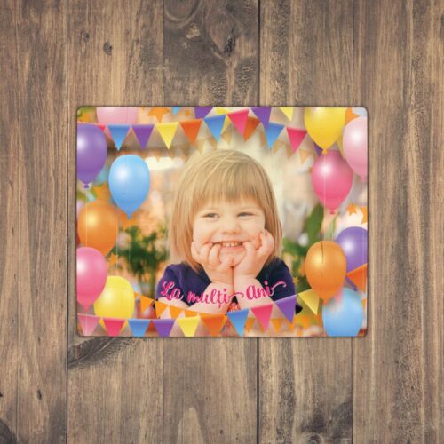 Puzzle Personalizat pentru copii - 30 de piese 19x24 cm o poza cu ornamente onomastice si text PZ023