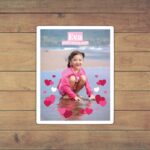 Puzzle Personalizat pentru copii - 30 de piese 19x24 cm o poza cu inimioare si text PZ030