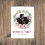 Puzzle Personalizat Magnetic - 63 de piese 13x18 cm o poza cu rama de flori si text PZ035