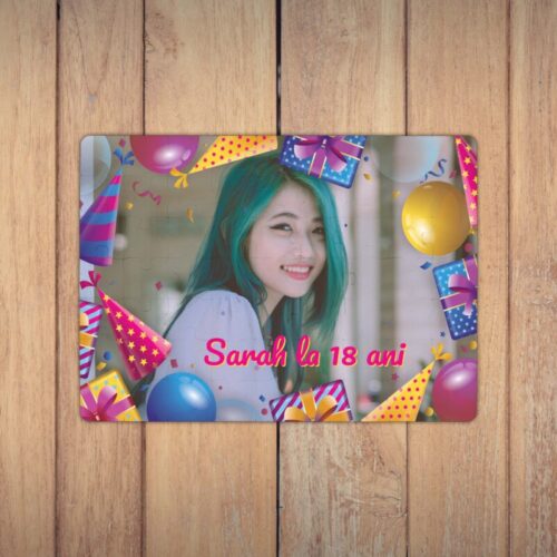 Puzzle Personalizat Magnetic - 63 de piese 13x18 cm o poza cu rama onomastica si text PZ037