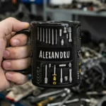 Cană neagră personalizată pentru Mecanic