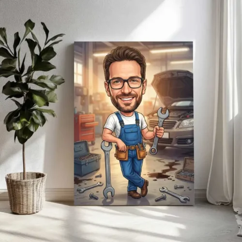 Tablou Canvas Caricatură Mecanic Auto