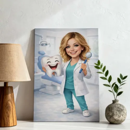 Tablou Canvas Caricatură Stomatolog