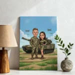 Tablou Caricatură Cuplu Militar cu poza voastră