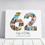 Tablou Personalizat Cadou Colaj Aniversare 62 de ani