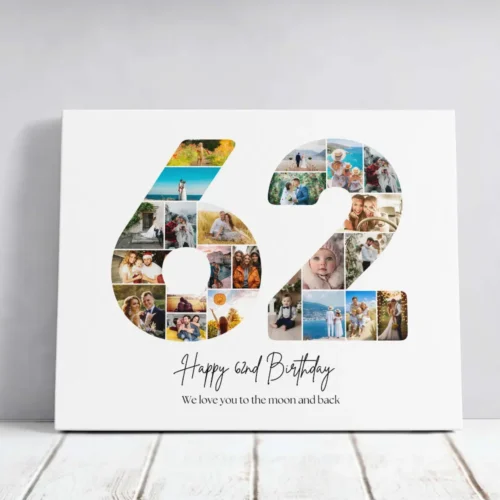 Tablou Personalizat Cadou Colaj Aniversare 62 de ani