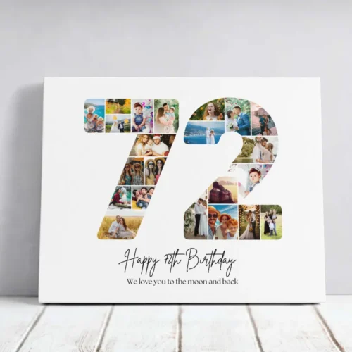 Tablou Personalizat Cadou Colaj Aniversare 72 de ani