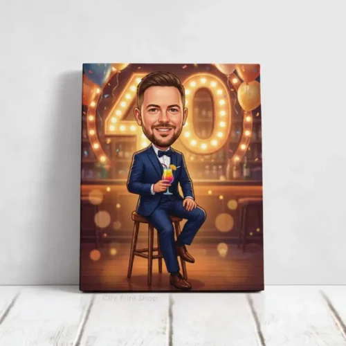 Tablou Personalizat Caricatură Aniversare 40 de ani