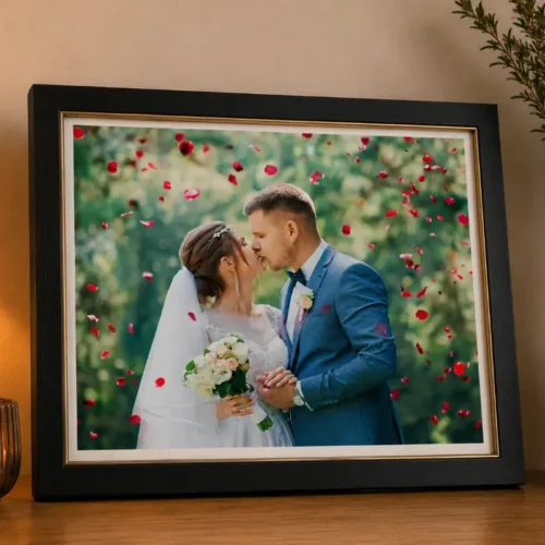 Rama Foto A4 cu Cadru Dublu Auriu Negru