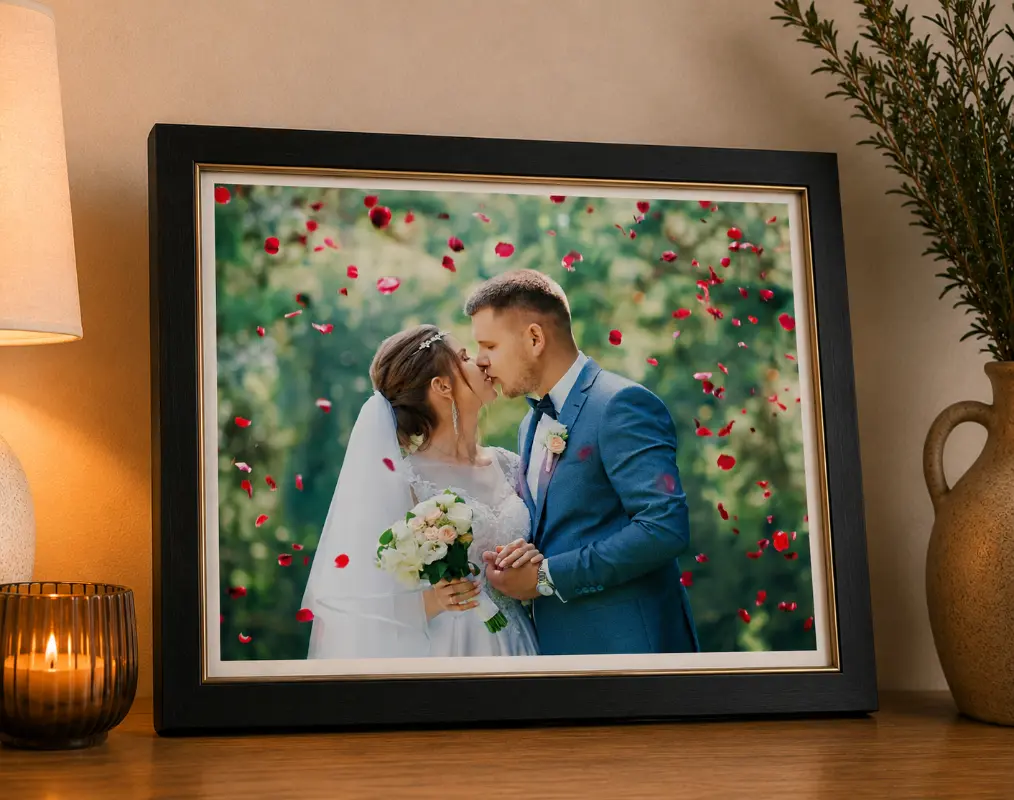 Rama Foto A4 cu cadru dublu auriu si negru – Personalizare inclusă
