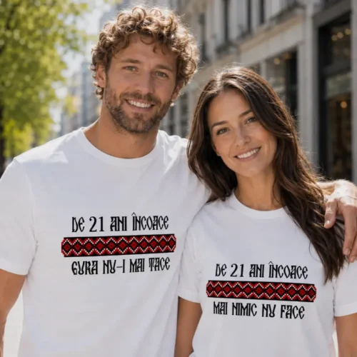Tricouri Cuplu Personalizate – Aniversare Casatorie De 21 Ani Incoace
