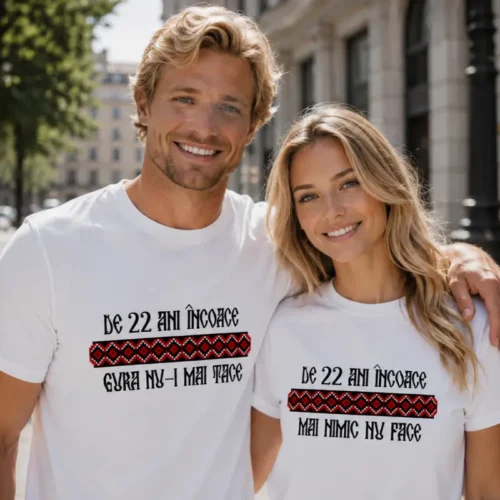 Tricouri Cuplu Personalizate – Aniversare Casatorie De 22 Ani Incoace